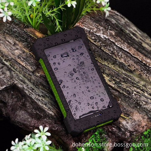 dual USB waterproof Portable Solar Power Bank Charger 8000mAh with flashlight and compass